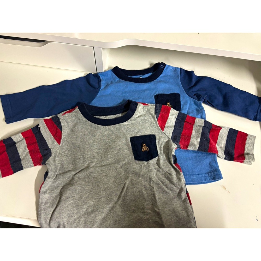 babyGap 6-12M Striped Long Sleeve Crew Neck Cotton Knit Tees (2)